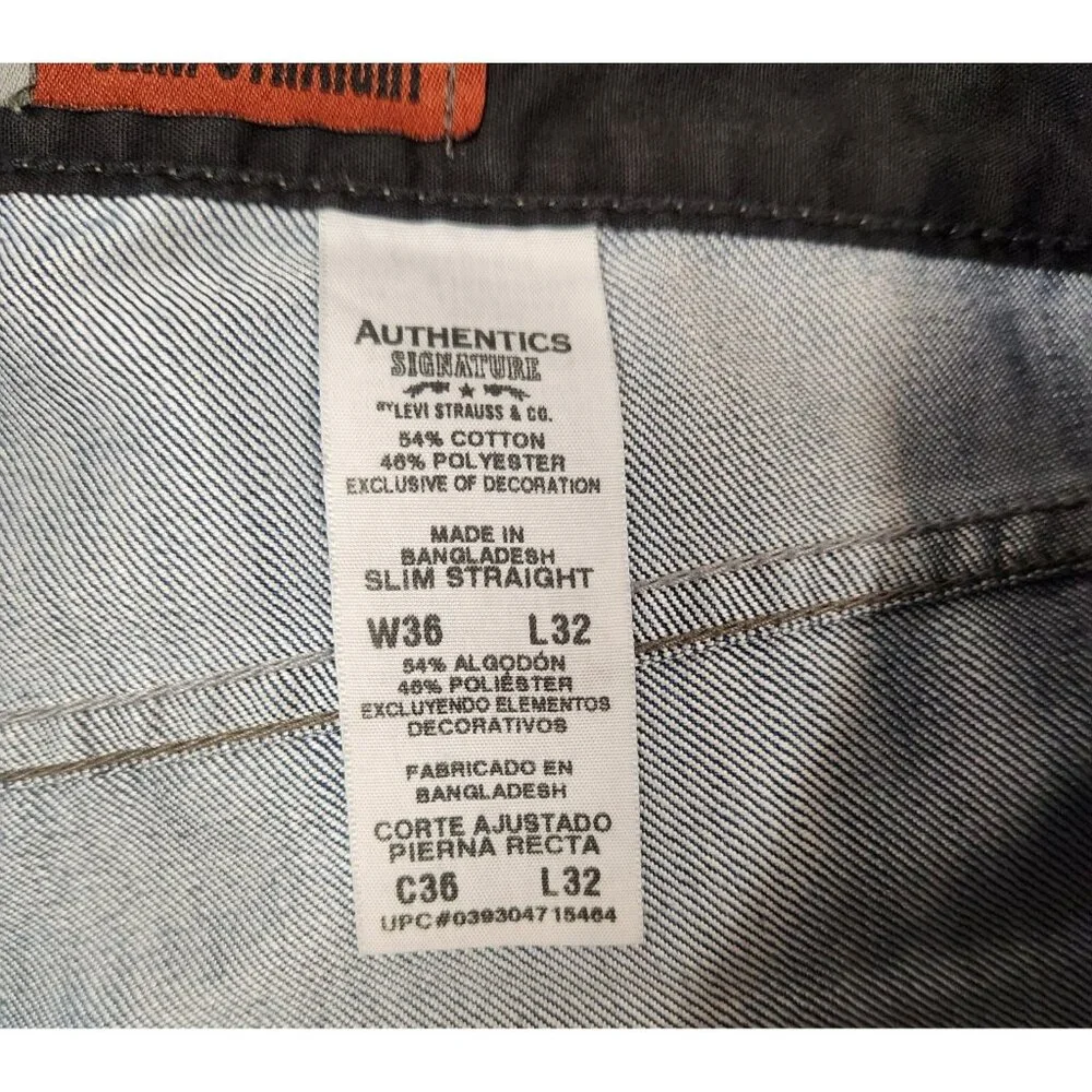 Levi Strauss Signature Authentics Slim Straight Jeans‎ Mens Size 36x32 Blue EUC